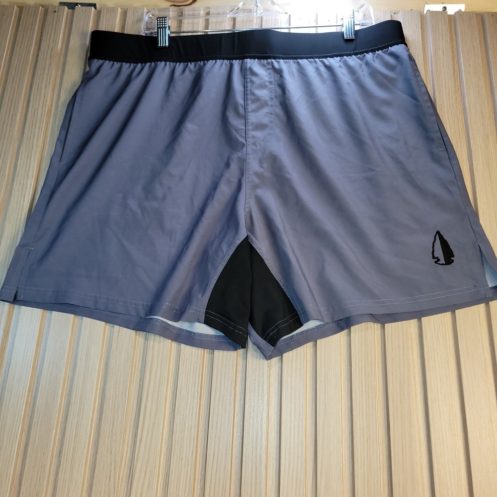 TacHuntFish THF Everyday Shorts Mens 3XL Grey Black Elastic Waist Tactical Gym